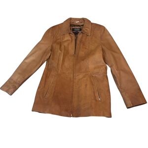 Wilson Vintage Distressed Leather Zip-up Coat